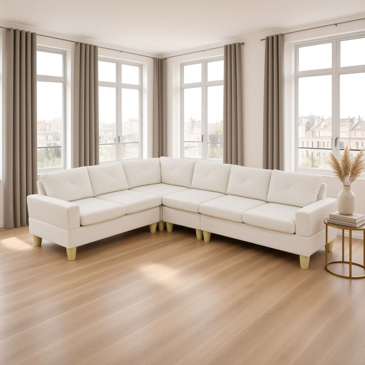 Modular L - Shaped Sectional Sofa 6 Seater 4 Piece Couch With Chaise