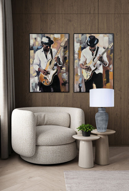 Midnight Riff I Hand-Embellished Canvas In Frame - White / Gold