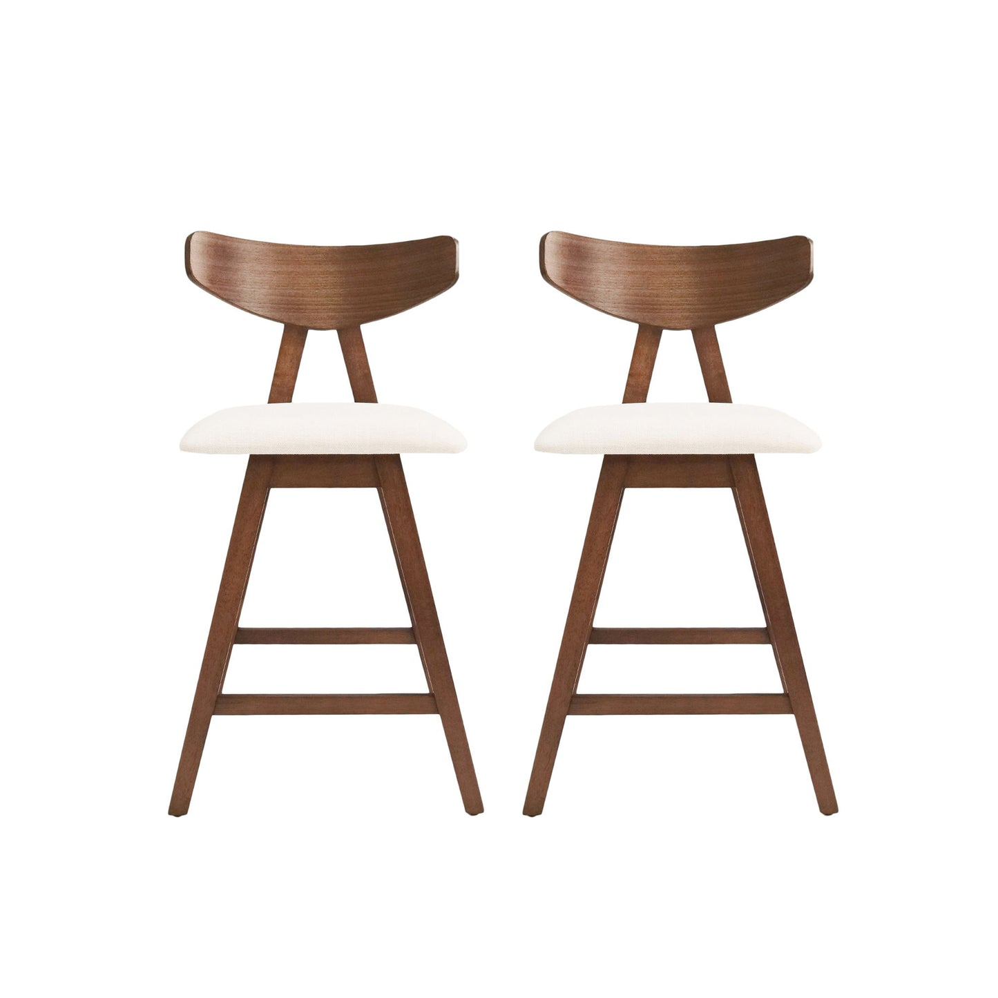 Mid Century Modern Counter Stool With V Shape Frame And Upholstered Seating