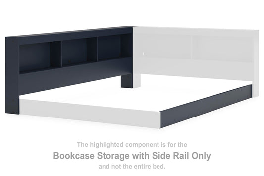 Simmenfort - Bookcase Storage with Side Rail - Navy Blue