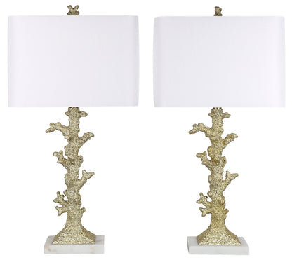 Gilded Reef - 30 X 15 - Resin Table Lamp (Set of 2) - White Marble