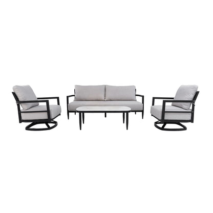 Outdoor Conversation Set With Chairs, Bench Sofa, Tables, Sunbrella Cushions