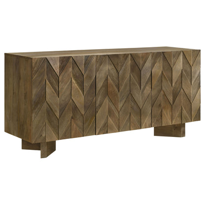 Roman - 3 Door Server With Chevron Design - Brown