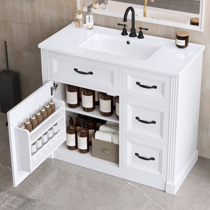 Modern Bathroom Vanity With Sink, 4 Drawers, Soft-Close Door, Adjustable Shelf