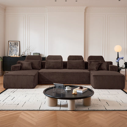 Sectional Sleeper Sofa & Storage Pockets, Modular Couch With Throw Pillows For Living Room