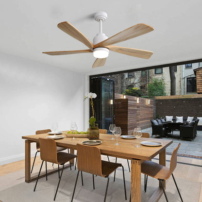 52" Smart Remote Control Ceiling Fan With Dimmable LED Light, 5 Blades, Reversible DC Motor - White