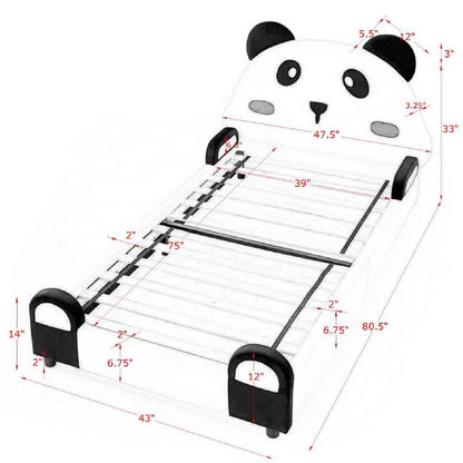 Twin Size Cute Panda Shaped Kids Bed - White / Black