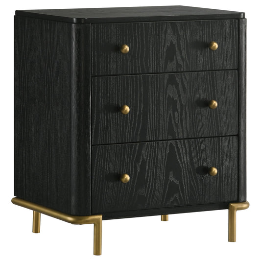Anser - 3 Drawer Nightstand - Black
