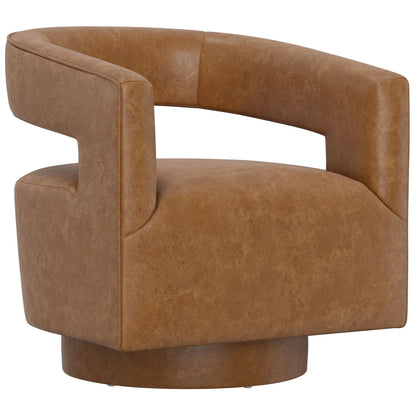 Swivel Accent Chair With Geometric Backrest
