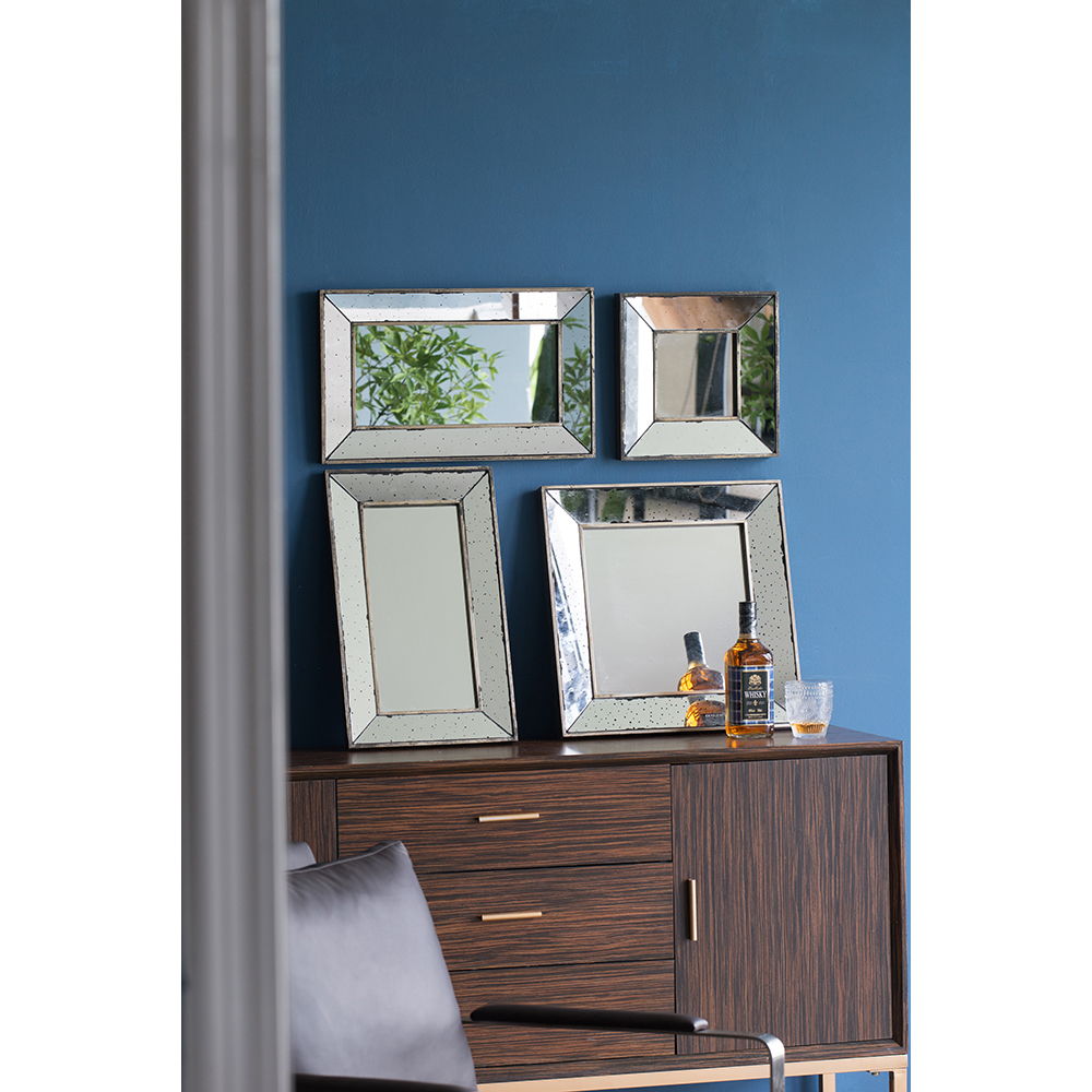 Distressed Accent Mirror, Traditional Style Framed Wall Mirror For Living Room