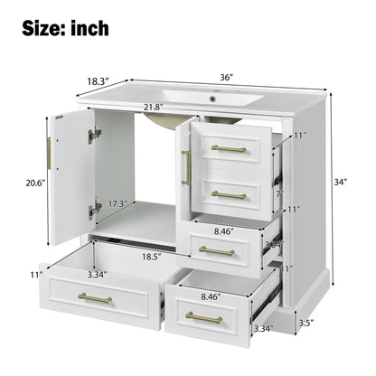 Traditional Bathroom Vanity With Soft Close Doors And Drawers