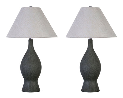 "Cerulean Elegance" Ceramic Table Lamp (Set of 2) - Blue Gray