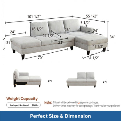 L - Shaped Sectional Sofa With Chaise & Ottoman