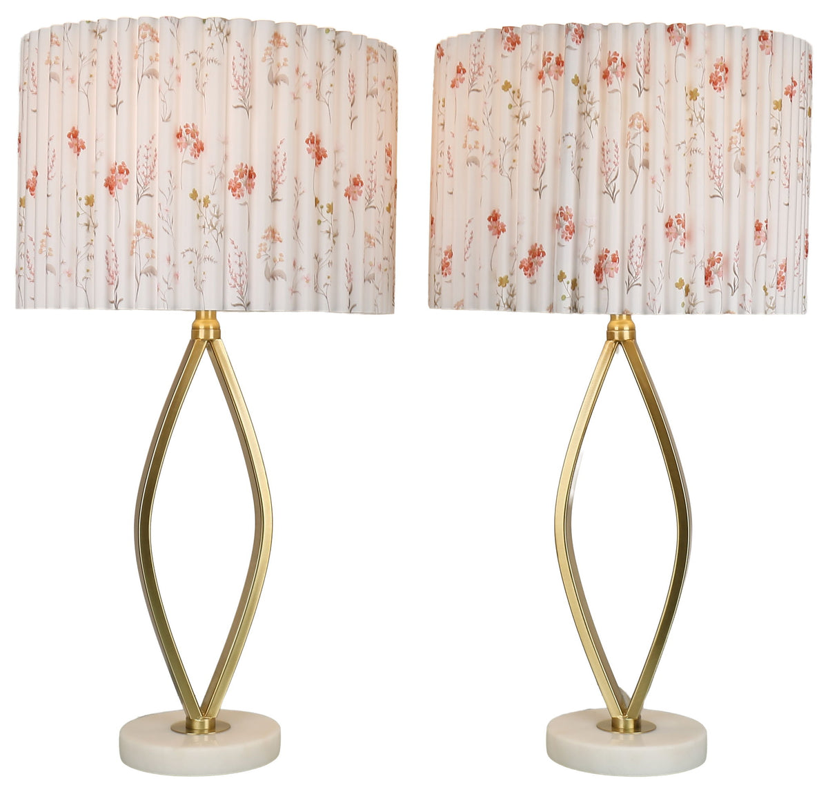 Meadow Silhouette - 29 X 15 - Metal Table Lamp (Set of 2) - Soft Gold, White Marble
