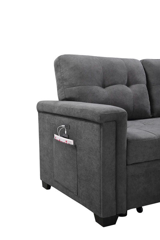 Ashlyn - Reversible Sleeper Sectional Sofa With Storage Chaise, USB Charging Ports And Pocket