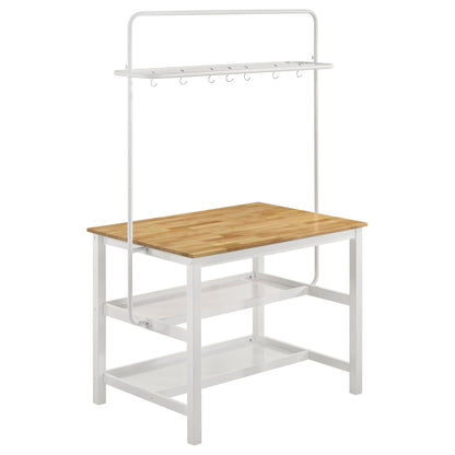 Cowichan - Kitchen Island Counter Table With Pot Rack - White