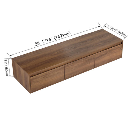 Modern Minimalist Bathroom Cabinet With Soft Close Drawers And Floating Mounting Design