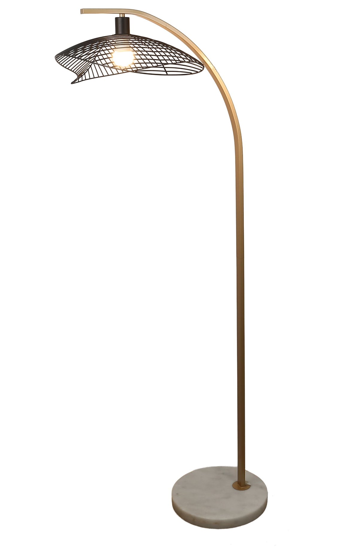 Gilded Canopy - 63 X 26 - Metal Floor Lamp - Painted Gold, White Marble