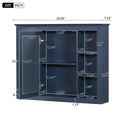 Wall Mounted Medicine Cabinet With Mirror, Storage Cabinet Featuring 6 Open Shelves And Adjustable Interior