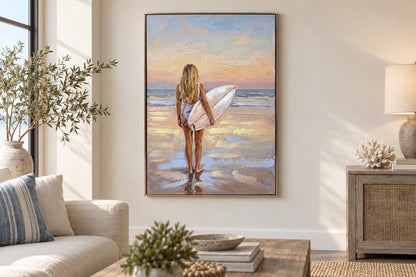 Saltwater Reverie II - 28 X 40 - Hand-Embellished Canvas In Frame - Blue, Beige