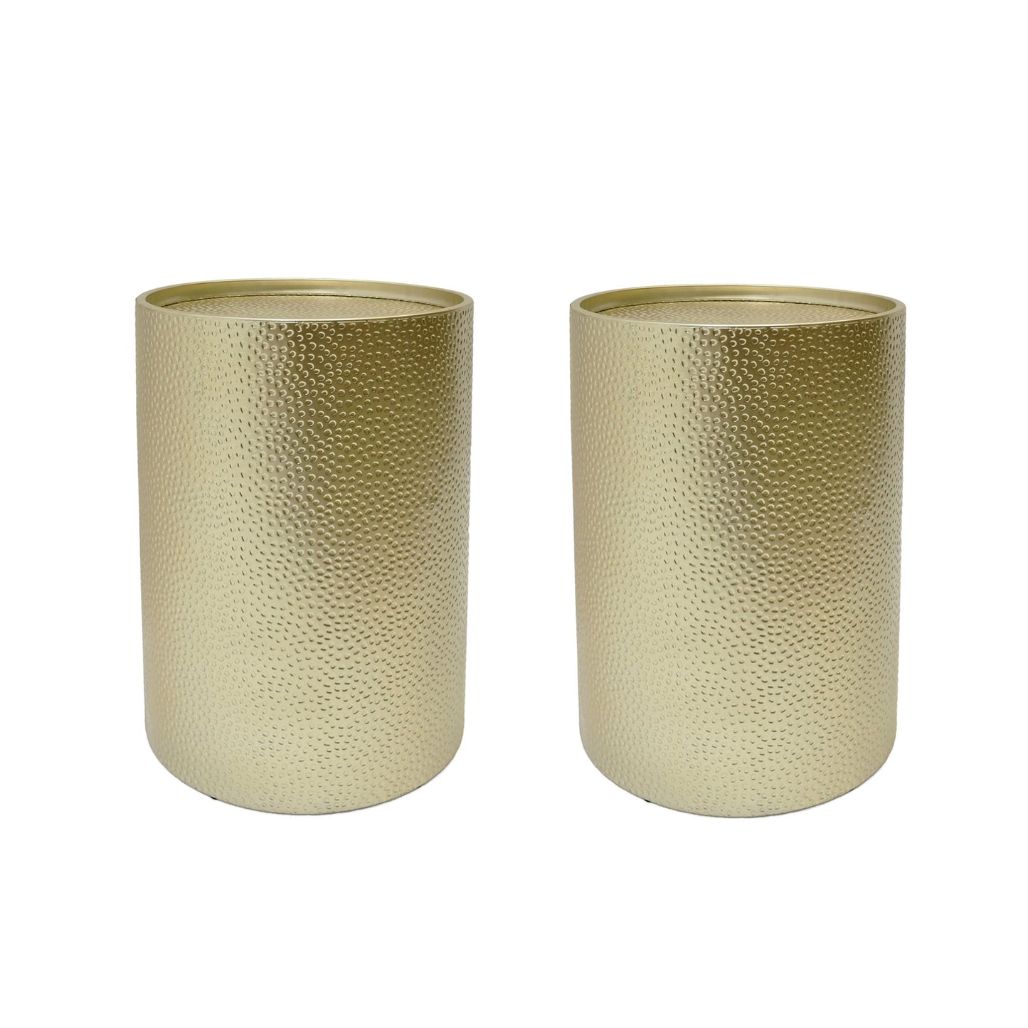Modern Round Accent Table With Hammered Surface