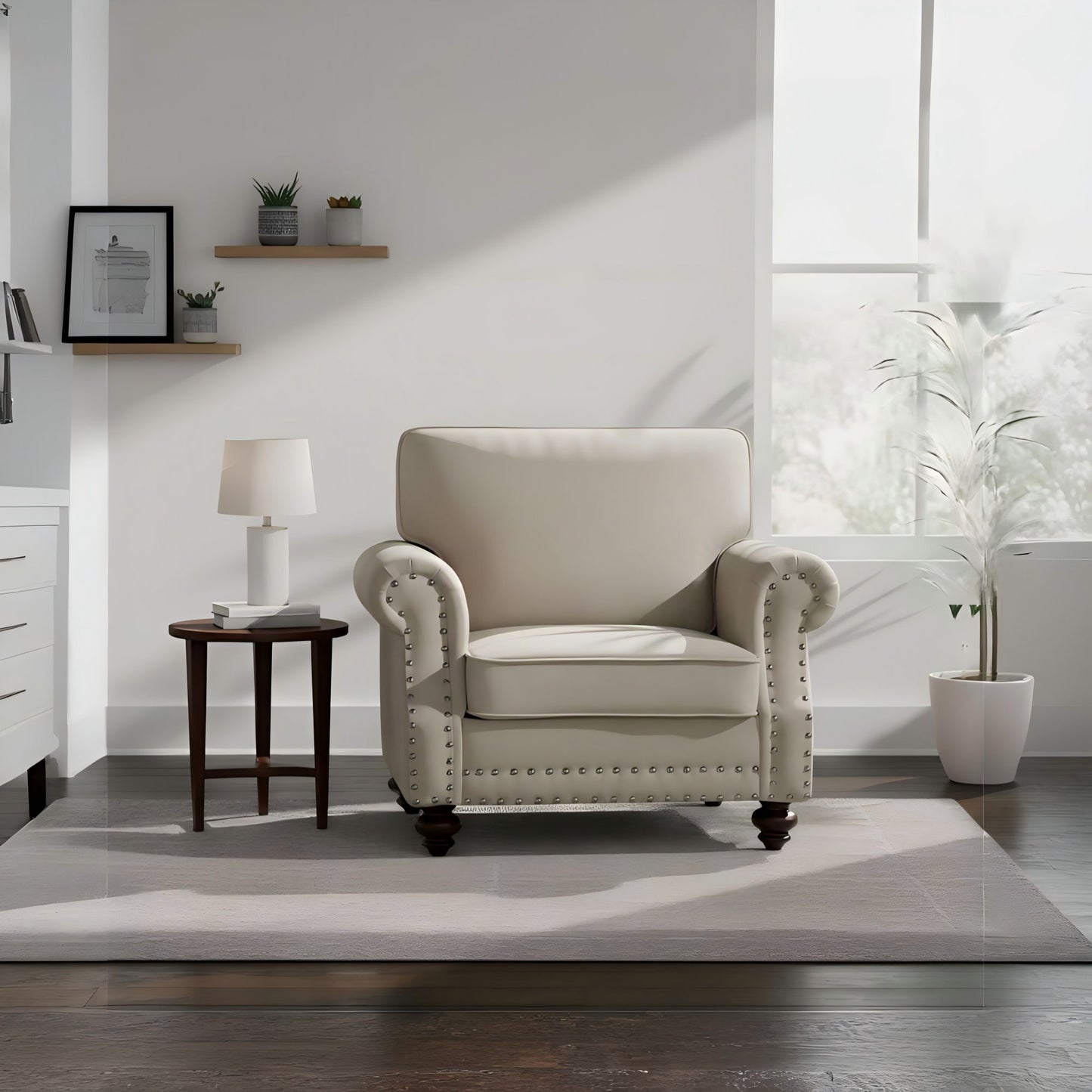 Upholstered Accent Armchair With Turned Legs For Living Room