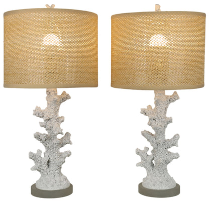 Coral Haven - 26 X 13 - Resin Table Lamp (Set of 2) - Matte White
