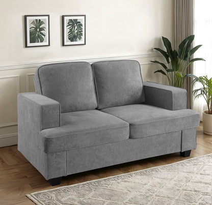 Modern Loveseat, Comfortable 2 Seater Couch With Deep Seating, Loose Back Cushions, Wide Arms