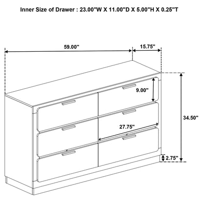 Sophia - 6 Drawer Dresser