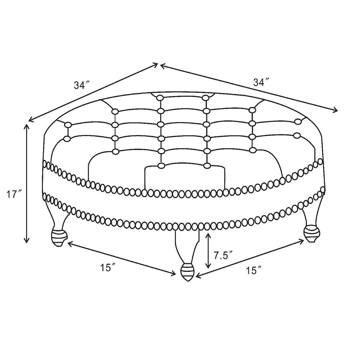 Oatmeal Cocktail Ottoman - Beige