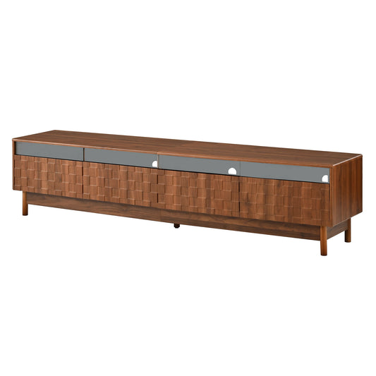 TV Stand With LED Lights And Glass Drawers For Living Room - Walnut