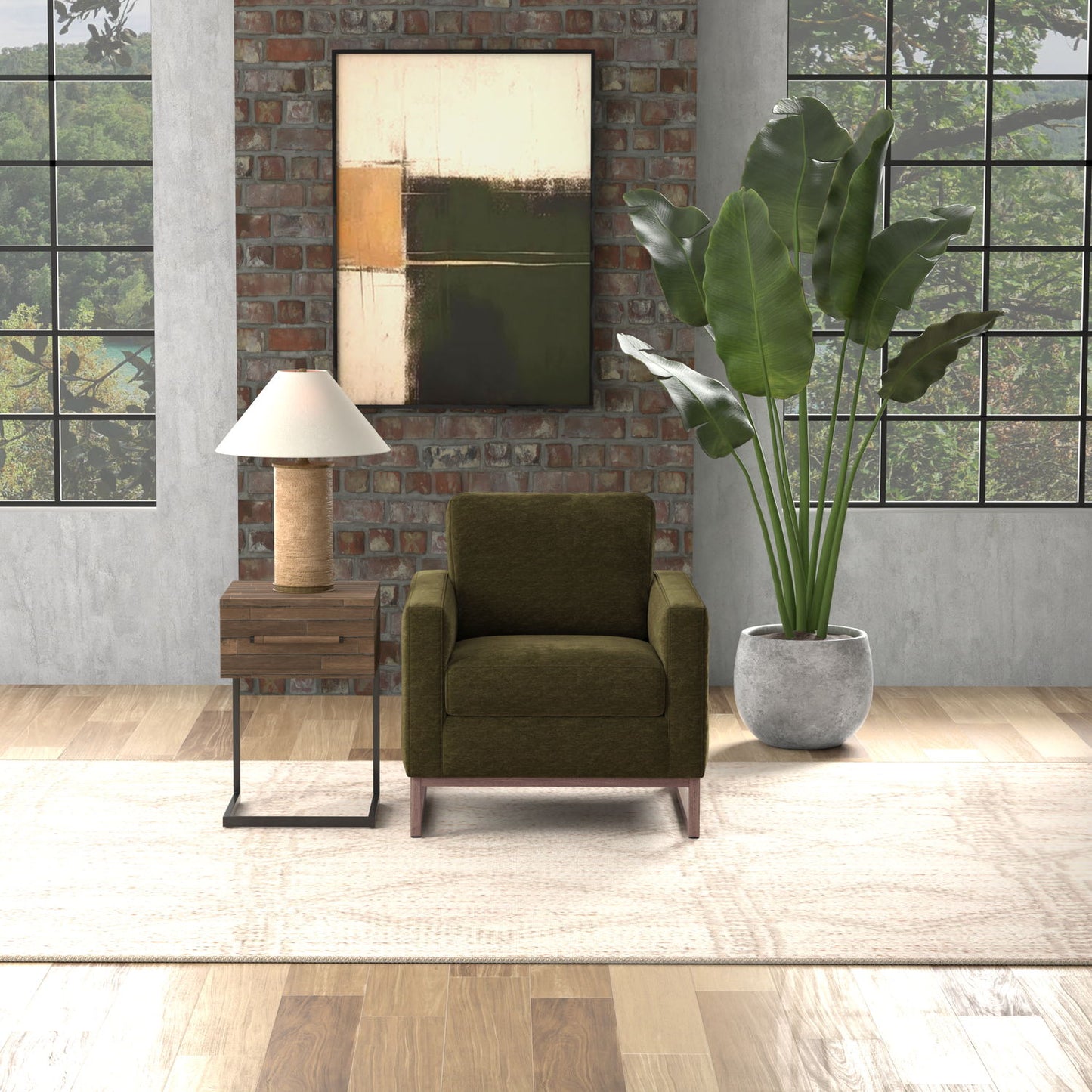 Accent Chair With Track Arm Design