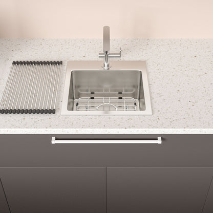 Premium Laundry Drop In Utility Sink 16 Gauge Stainless Steel, Topmount