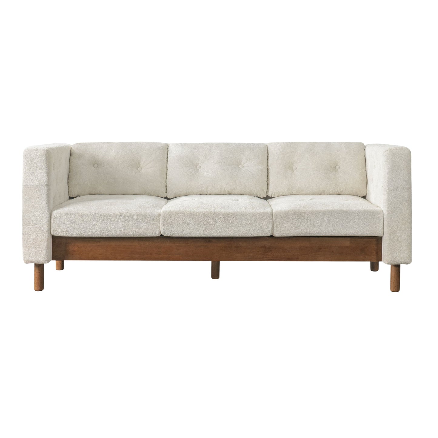 3 Seater Sofa With Square Arms, Tufted Pillow Back For Living Room