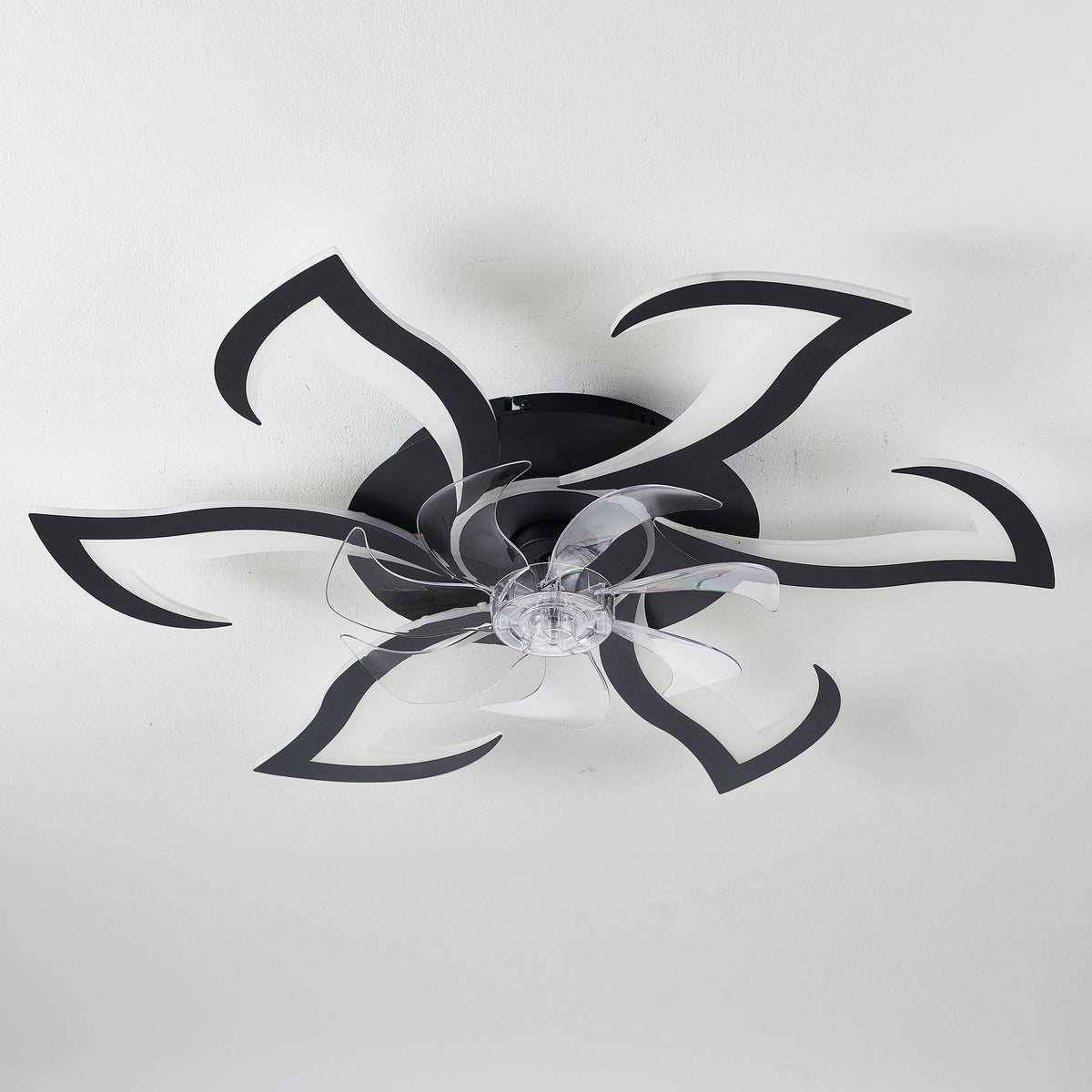Flower Ceiling Fan With LED Dimmable Light, Flush Mount Ceiling Fan With Remote Control, Low Profile Design, 6 Speeds, Timing Function