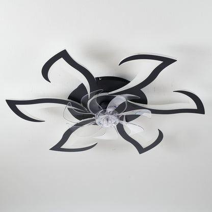 Flower Ceiling Fan With LED Dimmable Light, Flush Mount Ceiling Fan With Remote Control, Low Profile Design, 6 Speeds, Timing Function