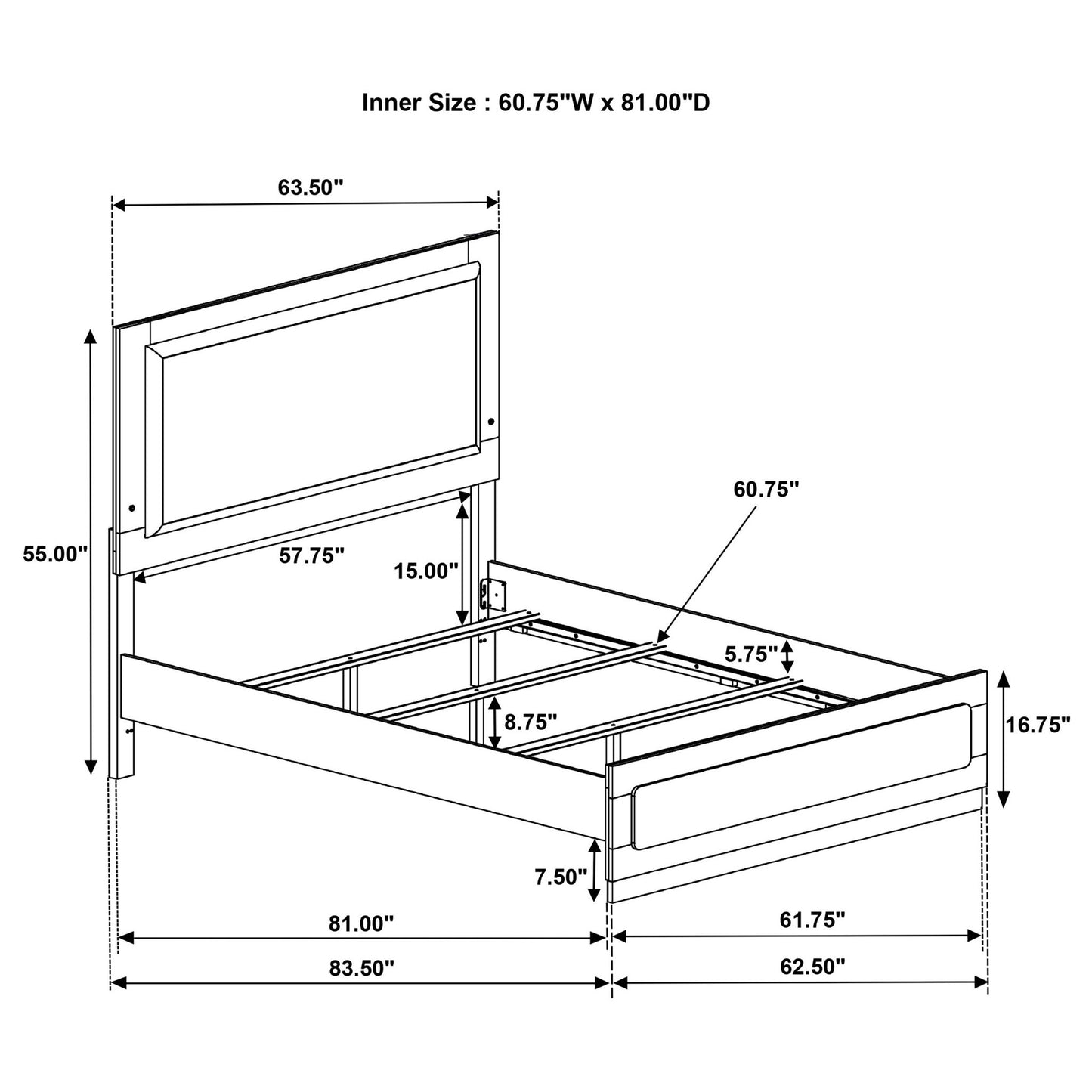 Sophia - Panel Bed With LED Headboard