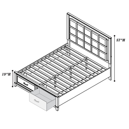 Bedroom Set, Bed With Drawers And Upholstered Headboard LED Lighting