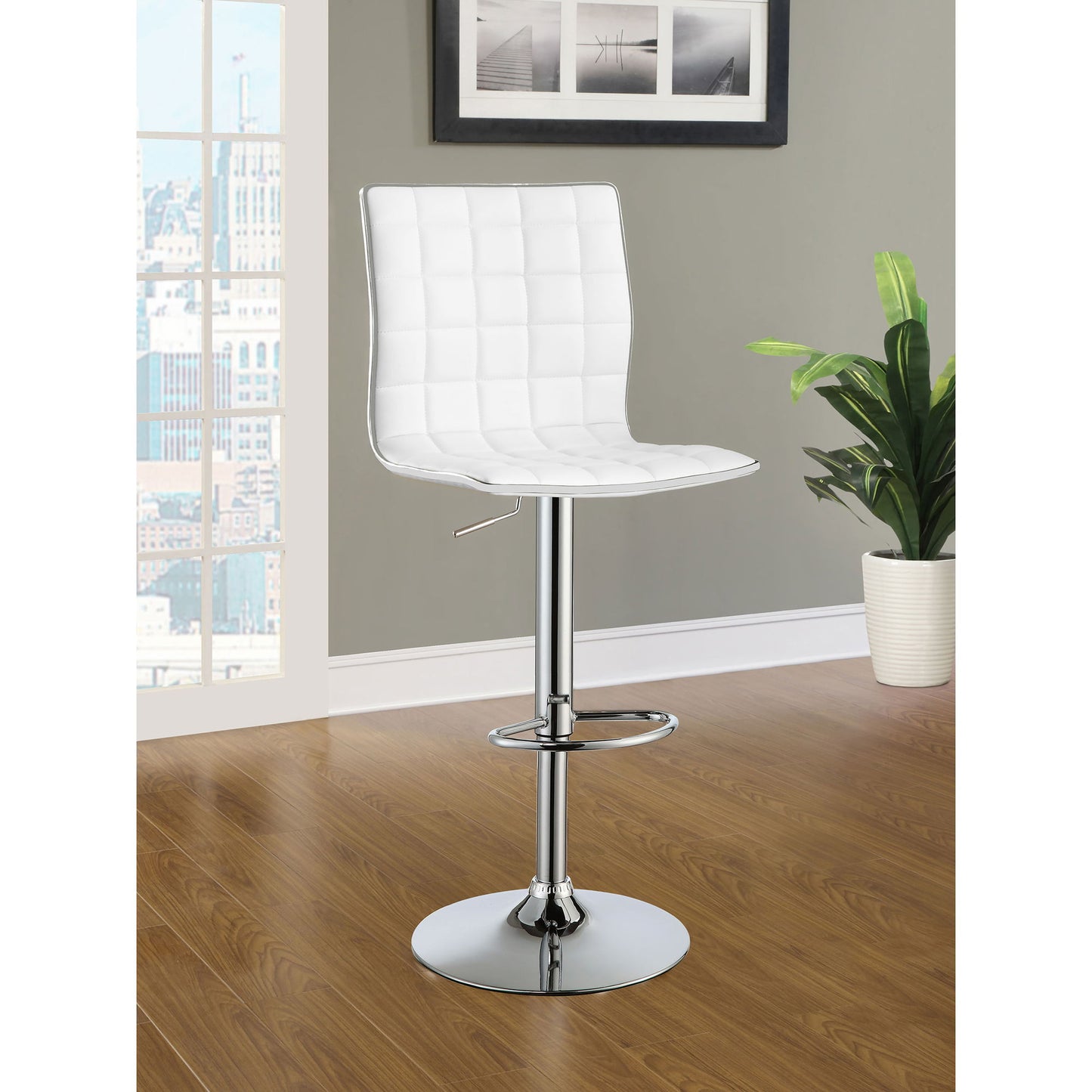 Ashbury - Upholstered Adjustable Bar Stool (Set of 2) - White