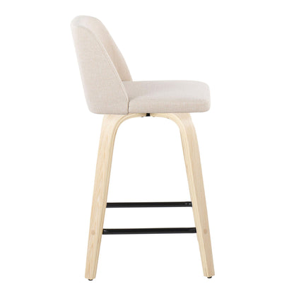 Toriano - Contemporary Modern Design Fixed Height Counter Stool With Swivel With Square Footrest (Set of 2)