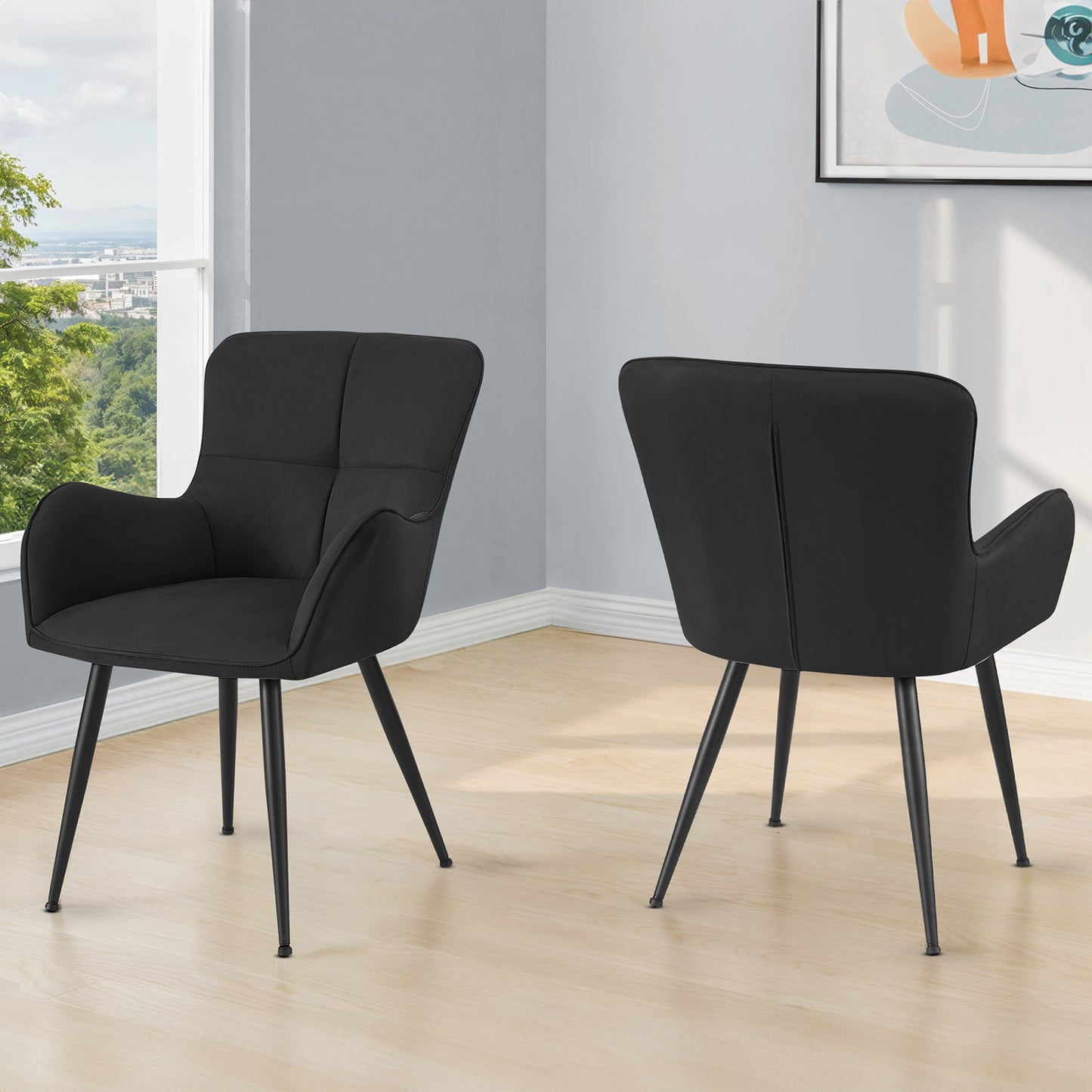 Dining Chair For Kitchen (Set of 2) - Black