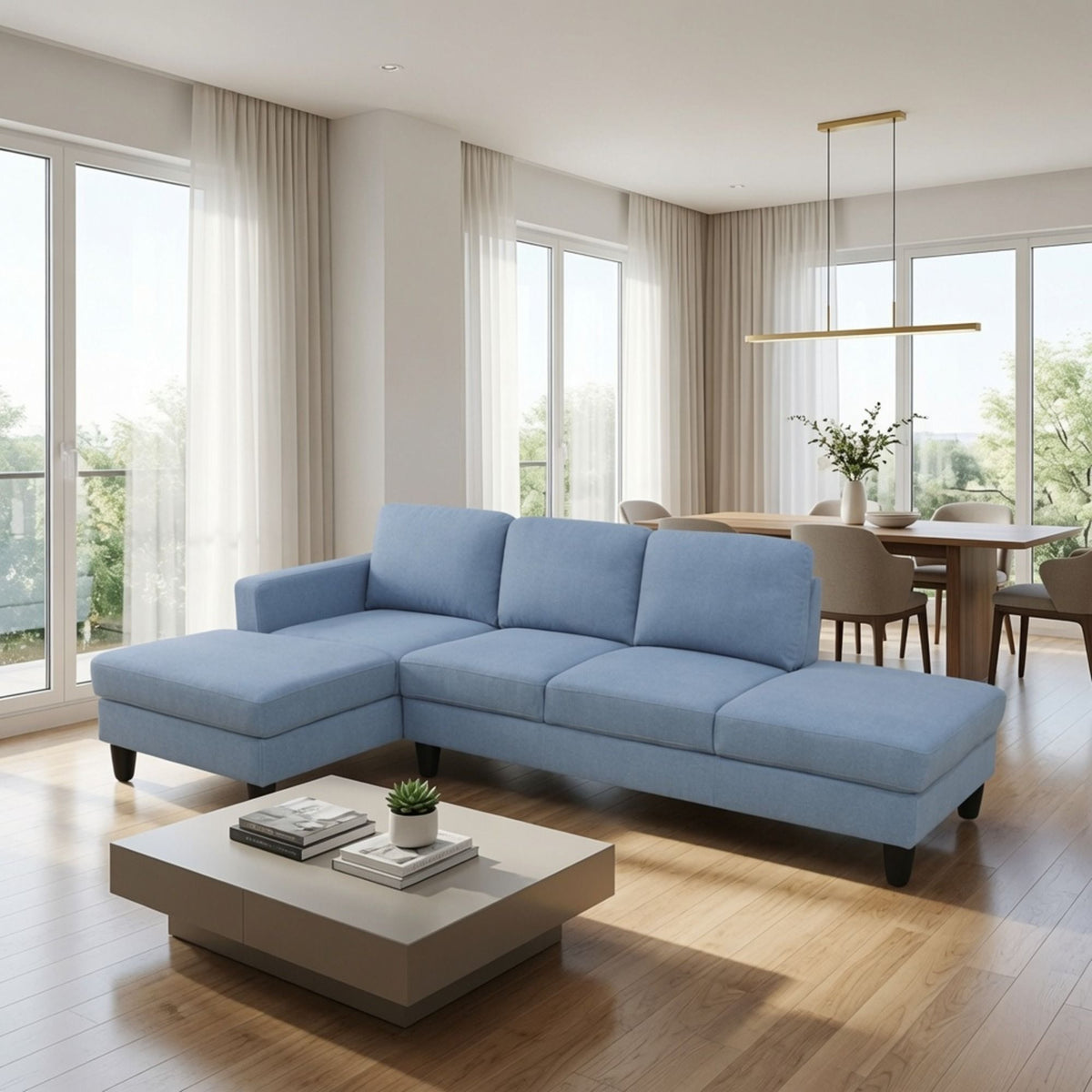 L - Shaped Sectional Sofa With Chaise & Ottoman