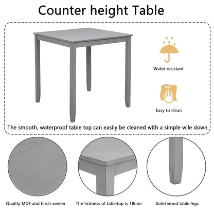 5 Piece Dining Table Set, Wooden Dining Square Table Set For 4