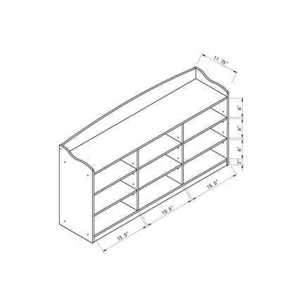 Entryway Shoe Storage Bench, Nine Storage Shelves, Entryway Organizer