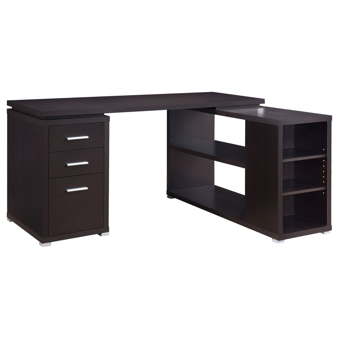 Tona - L-Shape Computer Desk With 3 Drawers And 5 Shelves