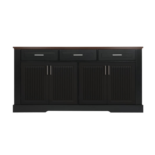 Fluted Sideboard Buffet Cabinet With 4 Doors And 3 Drawers
