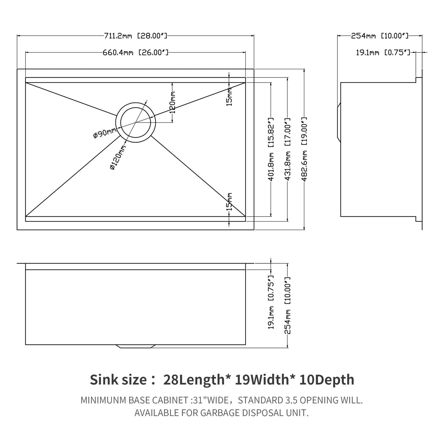 Single Bowl, Undermount Workstation, Kitchen Sink With Accessories