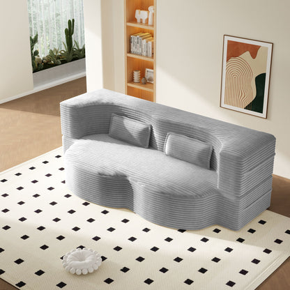 Floor Sofa With 2 Pillows, Convertible Twin Size Mattress For Living Room