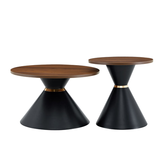 2 Piece Round Coffee Table Set For Living Room