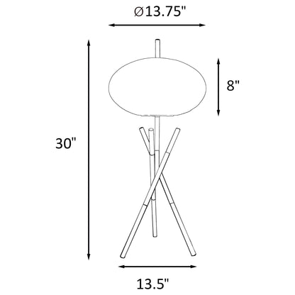 Clarendon - Orb Shade Tripod Table Lamp Desk & Bedside Lamp - Black